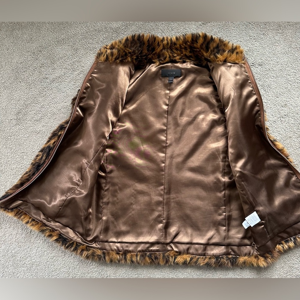 J. Crew Leopard Print Faux Fur Vest - Picture 4 of 7